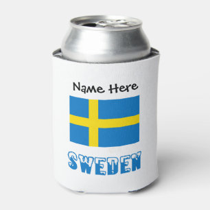 Sweden and Swedish Flag with Your Name Can Cooler