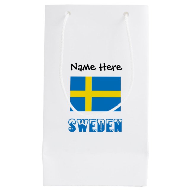 Sweden and Swedish Flag with Your Name Small Gift Bag (Front)