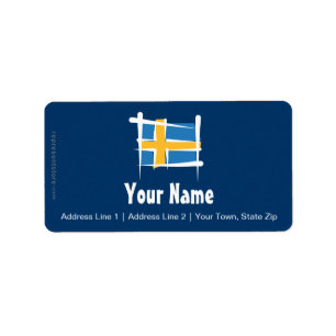 Sweden Brush Flag Label