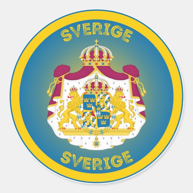 Sweden Coat of Arms Circle Shape Classic Round Sticker (Front)