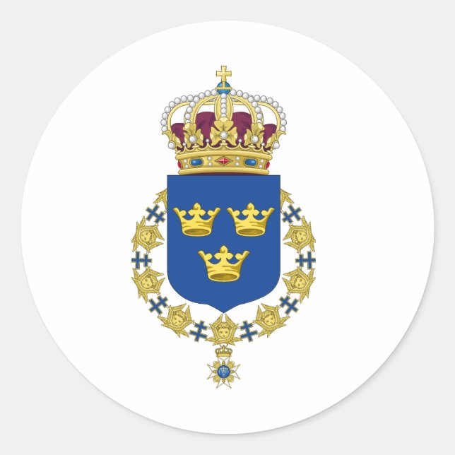 Sweden Coat of Arms Classic Round Sticker (Front)