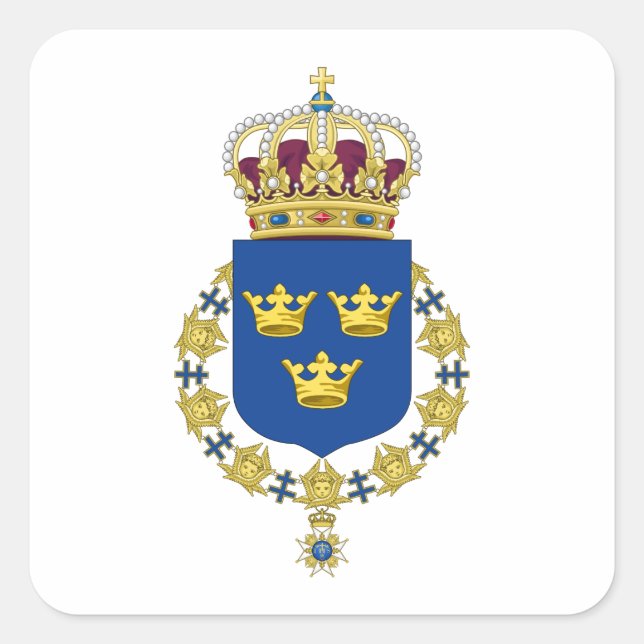 Sweden Coat of Arms Square Sticker (Front)
