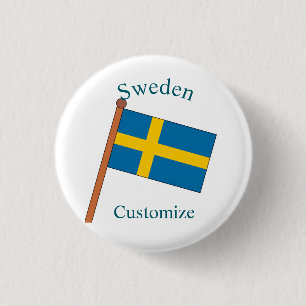 Sweden Country Flag Thunder_Cove 1 Inch Round Button
