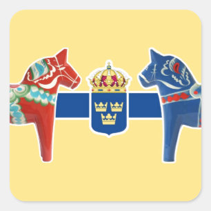 Sweden Dala Coat of Arms Square Sticker
