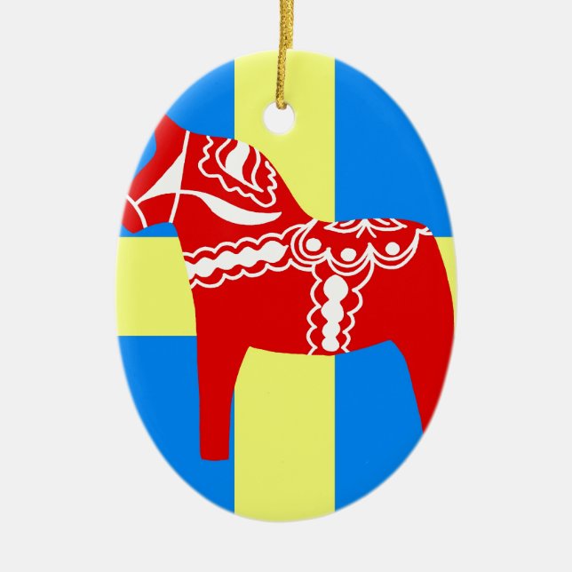 Sweden Dala Horse Ceramic Ornament (Front)