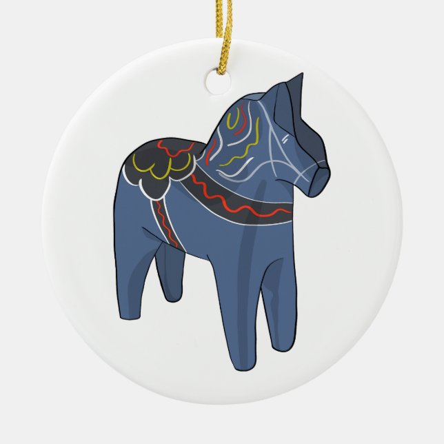 Sweden Dala Horse Dalecarlian Swedish Ceramic Ornament (Front)