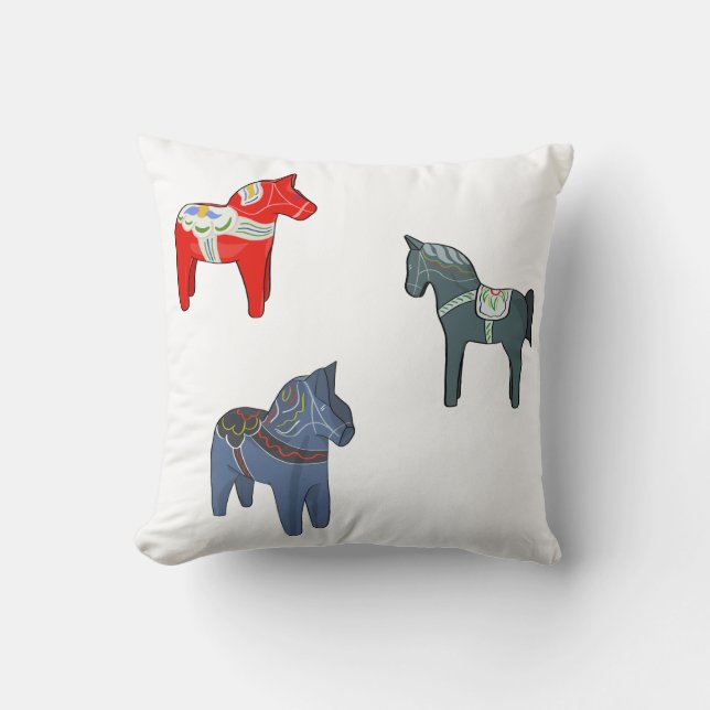 Sweden Dala Horse Dalecarlian Swedish Throw Pillow (Front)