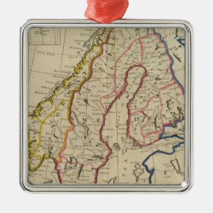 Sweden, Denmark, Norway and Finland 2 Metal Ornament