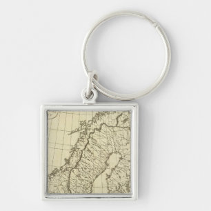 Sweden, Denmark, Norway outline Keychain