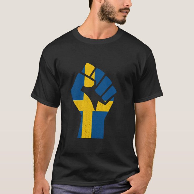 Sweden DNA Molecule Tree Swedish Flag Swedish Root T-Shirt (Front)