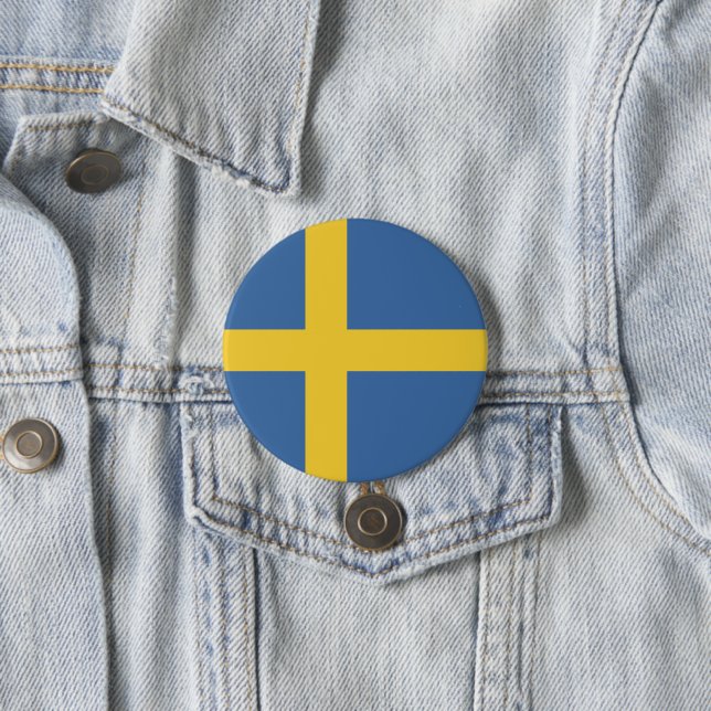 Sweden flag 3 inch round button (In Situ)