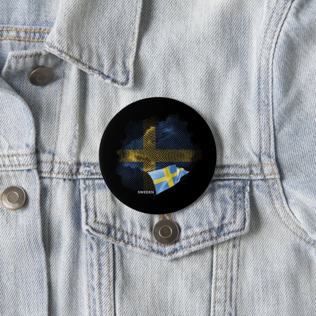 Sweden flag 3 inch round button (In Situ)