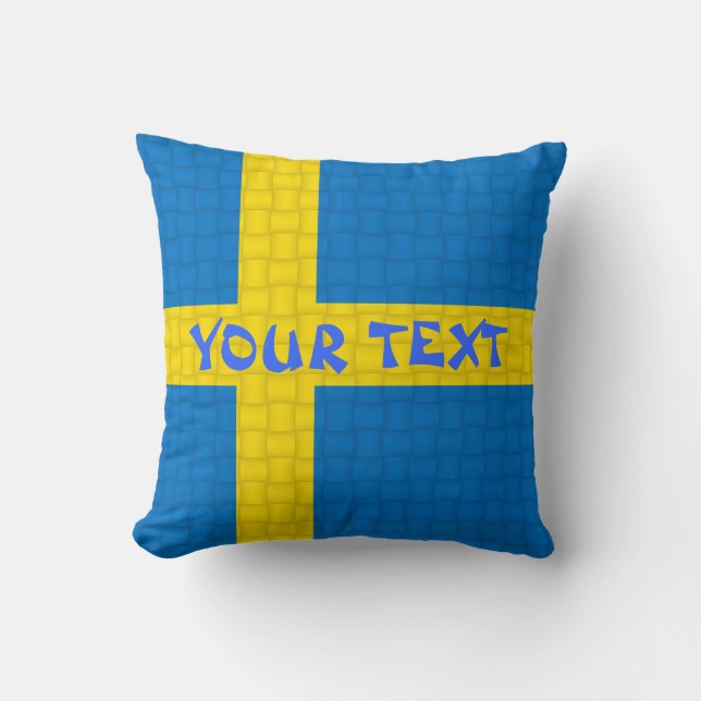 Sweden Flag: ADD TEXT Throw Pillow (Front)