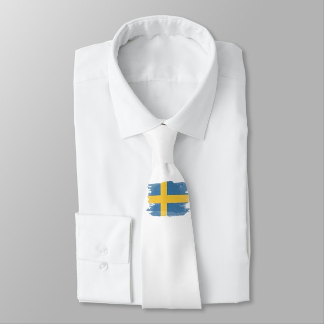 Sweden flag brush stroke, national flag tie (Tied)