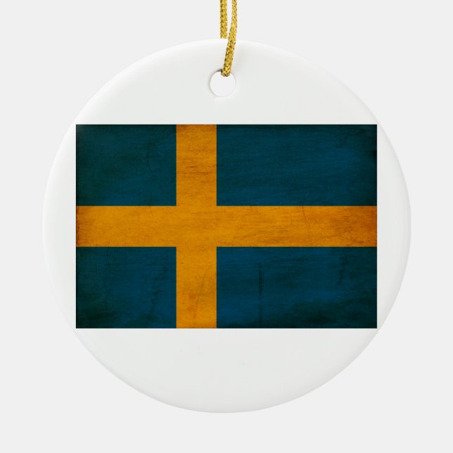 Sweden Flag Ceramic Ornament (Front)