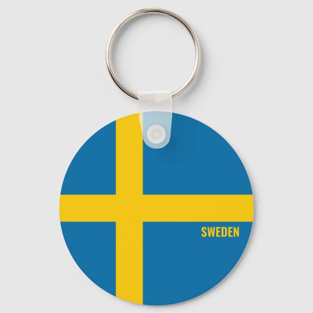 Sweden Flag Charming Patriotic Keychain (Front)