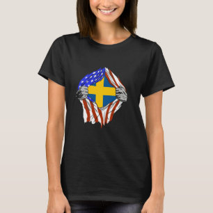 Sweden Flag Chest USA America Swedish Pride Swedis T-Shirt