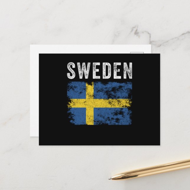 Sweden Flag Distressed - Swedish Flag Postcard (Front/Back In Situ)