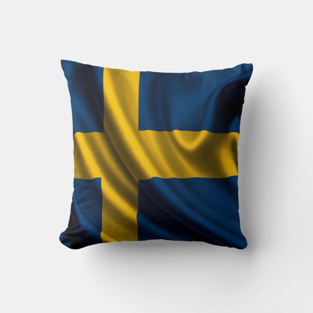 Sweden Flag Fabric Throw Pillow (Front)