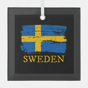 Sweden Flag Glass Ornament