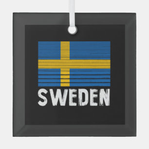 Sweden Flag Glass Ornament