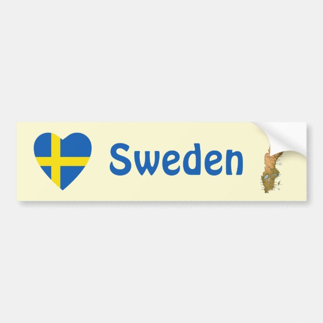 Sweden Flag Heart + Map Bumper Sticker (Front)
