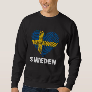 Sweden Flag Heart Swedish Pride Sverige Swedish Ro Sweatshirt