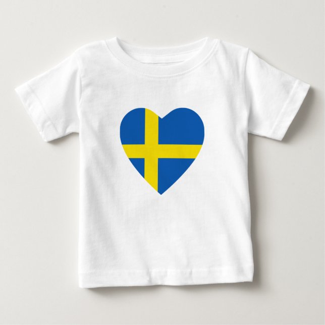 Sweden Flag Heart T-Shirt (Front)