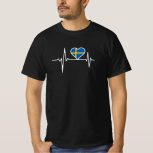 Sweden Flag Heartbeat T-Shirt