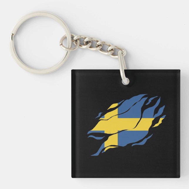 Sweden Flag Inside Me,Sverige inside Claw Mark Keychain (Front)