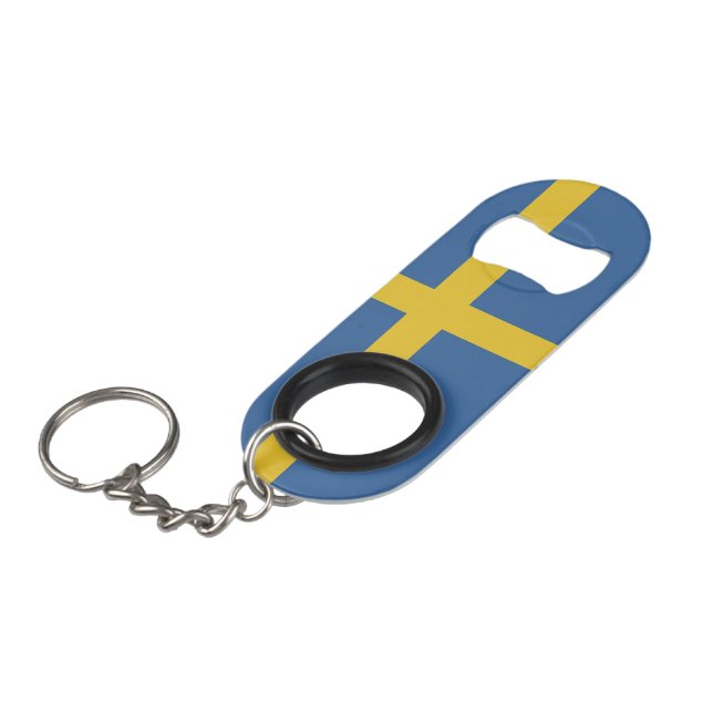Sweden flag keychain bottle opener (Front Angled)