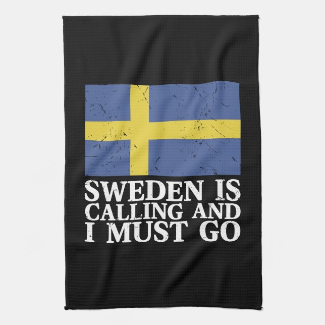 Sweden Flag Kitchen Towel (Vertical)