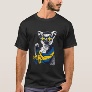 Sweden Flag Lemur Sverige Swedish Roots Swedish Pr T-Shirt