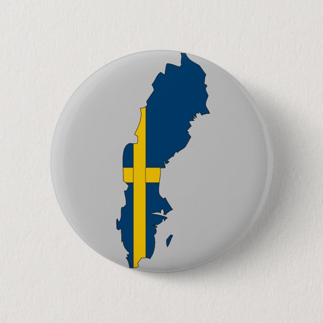 Sweden flag map 2 inch round button (Front)