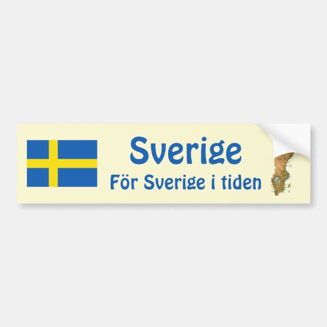 Sweden Flag + Map Bumper Sticker (Front)