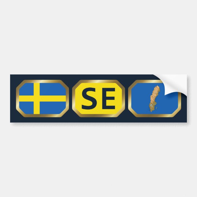 Sweden Flag Map Code Bumper Sticker (Front)