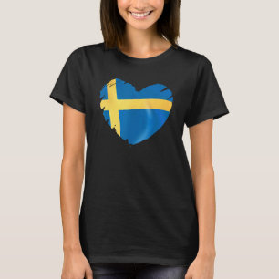 Sweden Flag On Shape Of Heart Swedish Sweden T-Shirt