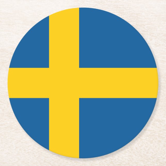 Sweden Flag Round Paper Coaster (Front)