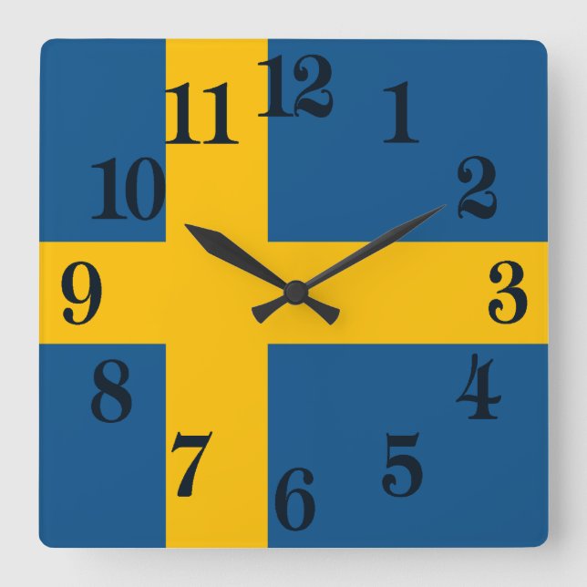 Sweden flag Swedish Square Wall Clock (Front)