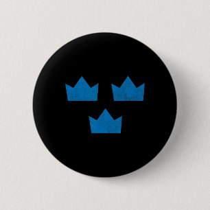 Sweden Flag Tee Three Crowns Sverige Swedish Hocke 2 Inch Round Button