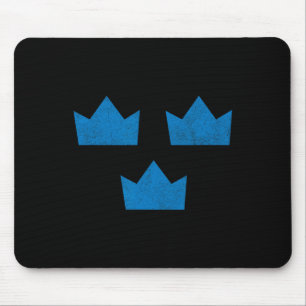 Sweden Flag Tee Three Crowns Sverige Swedish Hocke Mouse Pad