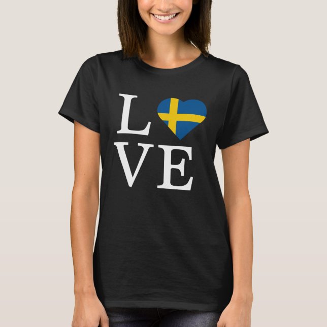 Sweden Flag Travel Vacation to Cute Swedish and Sc T-Shirt (Front)