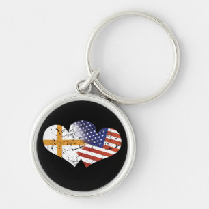 Sweden Flag USA Flag Swedish Independence Day Keychain
