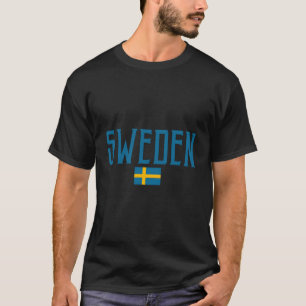Sweden Flag Vintage Blue Text T-Shirt