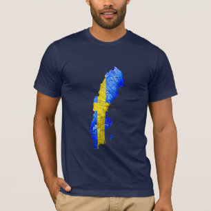 Sweden Flagcolor Map T-Shirt