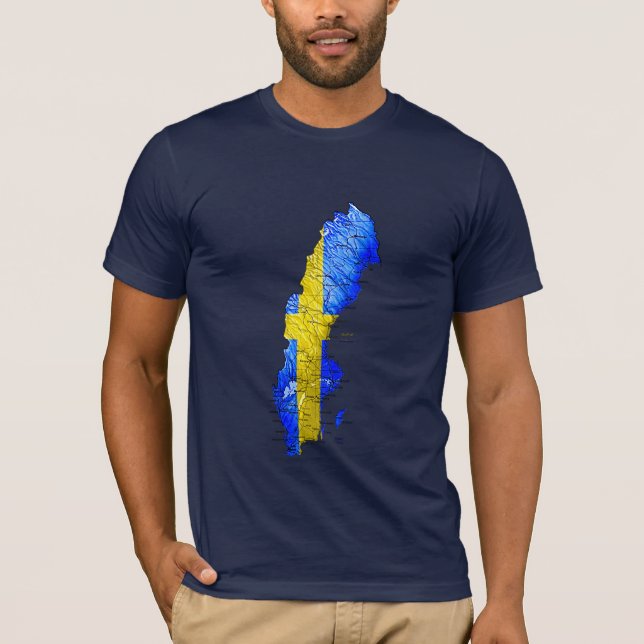 Sweden Flagcolor Map T-Shirt (Front)