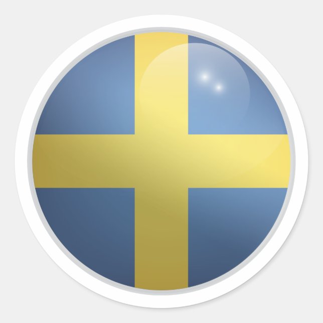 Sweden Glossy Circle Flag Classic Round Sticker (Front)