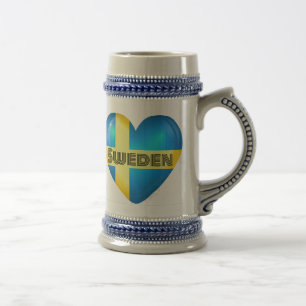 Sweden Heart Flag Beer Stein