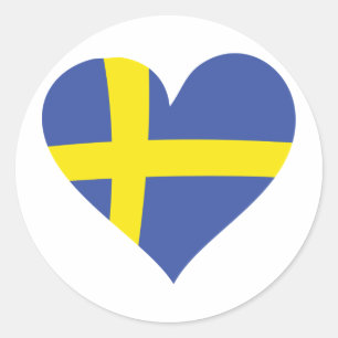 sweden heart icon classic round sticker