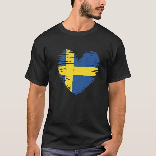 Sweden Heart Swedish Flag Swedish Pride T-Shirt (Front)